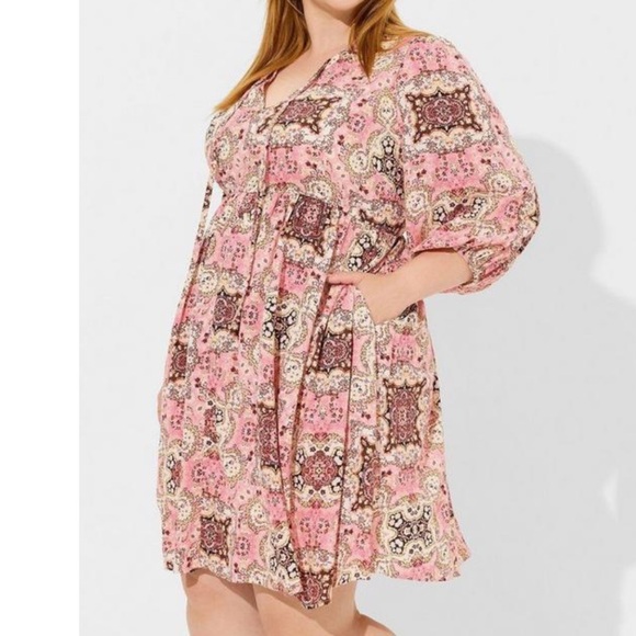✔️ *BLACK FRIDAY SALE! Torrid Floral Bohemian Pink Dress - Picture 5 of 10